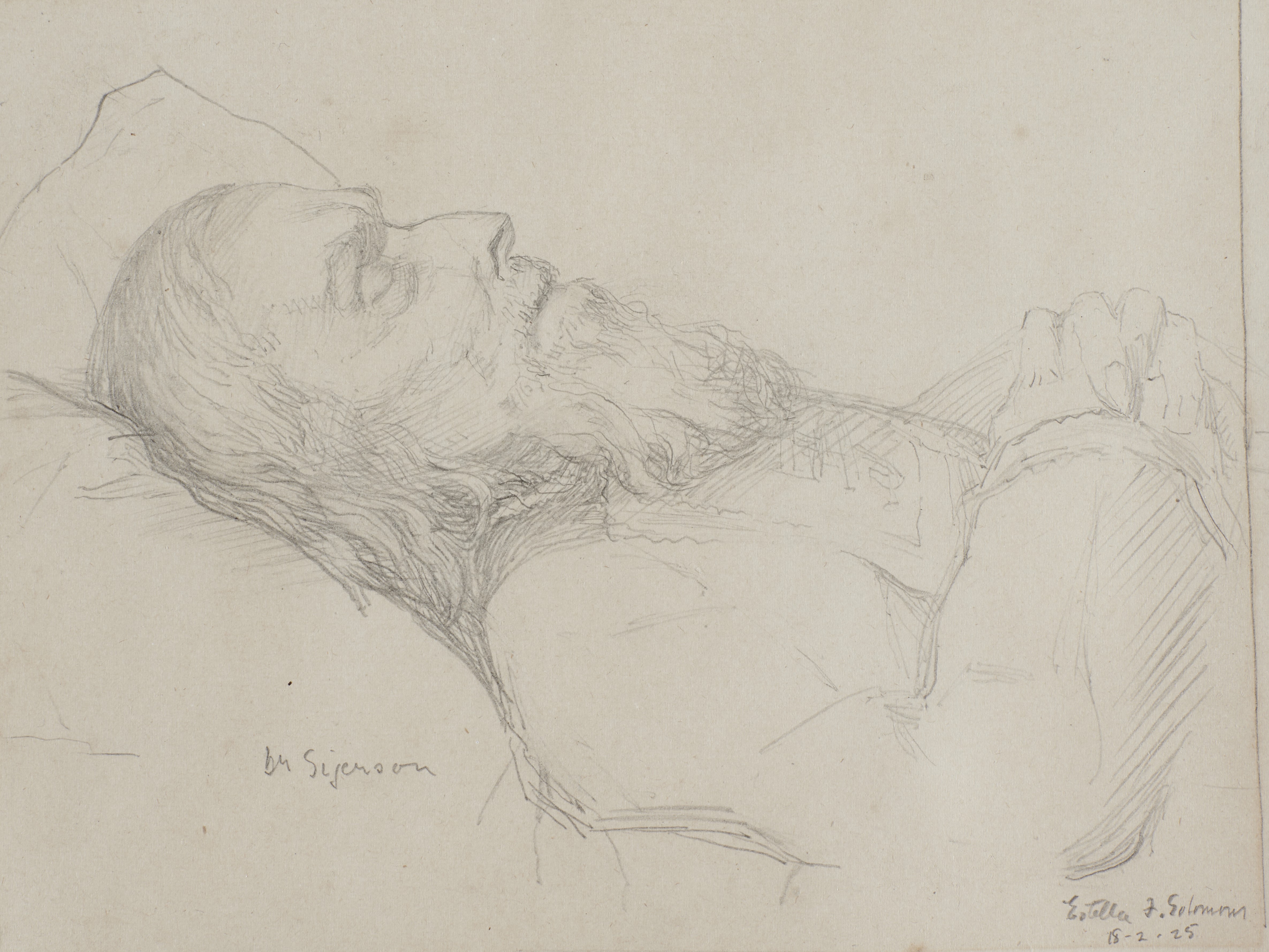 Estella Solomons - Deathbed Sketch of George Sigerson